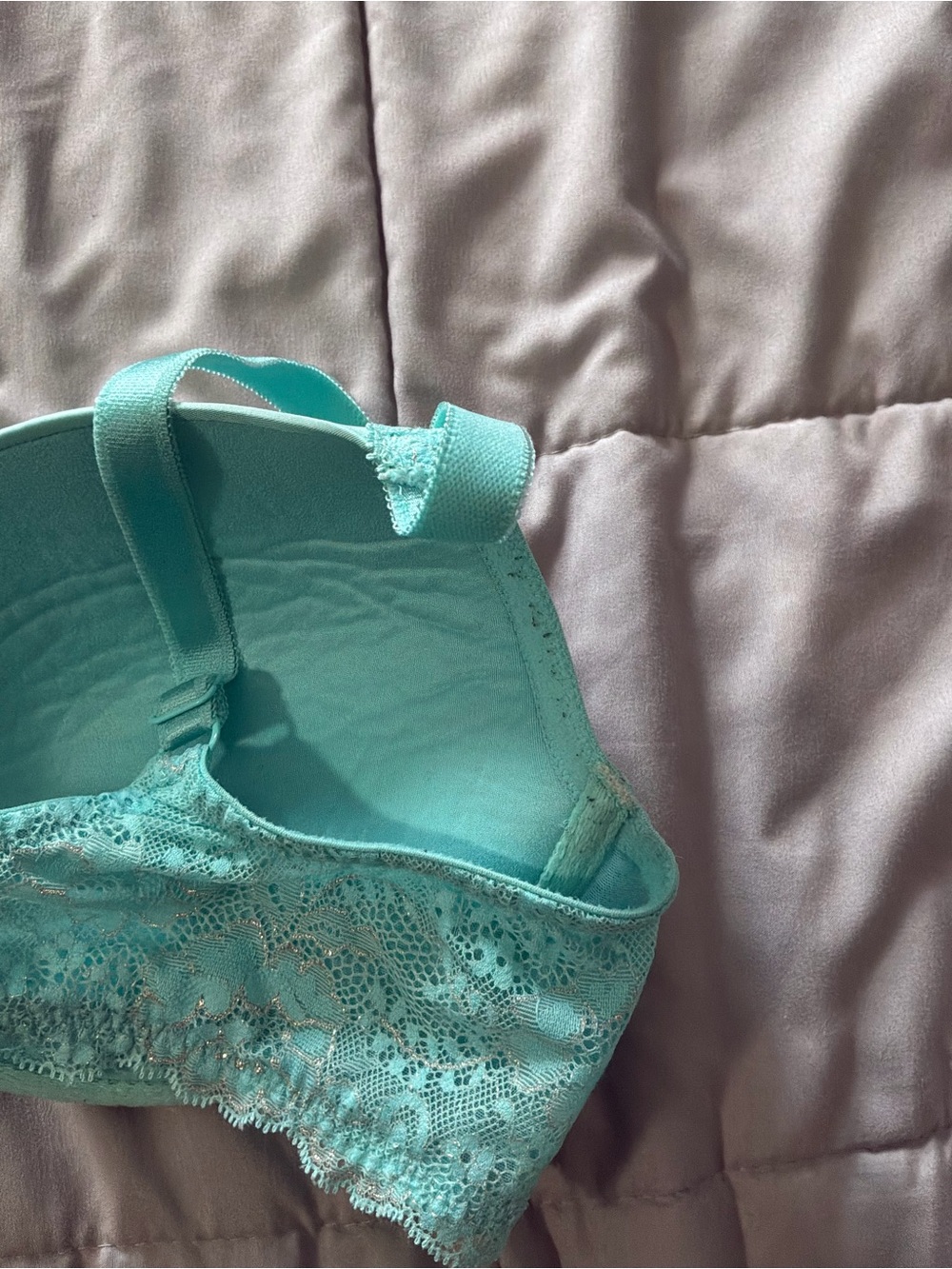 Victoria's Secret Dream Angels Push Up Bra Mint Lace-Trim Molded Bra 38D - Picture 4 of 6